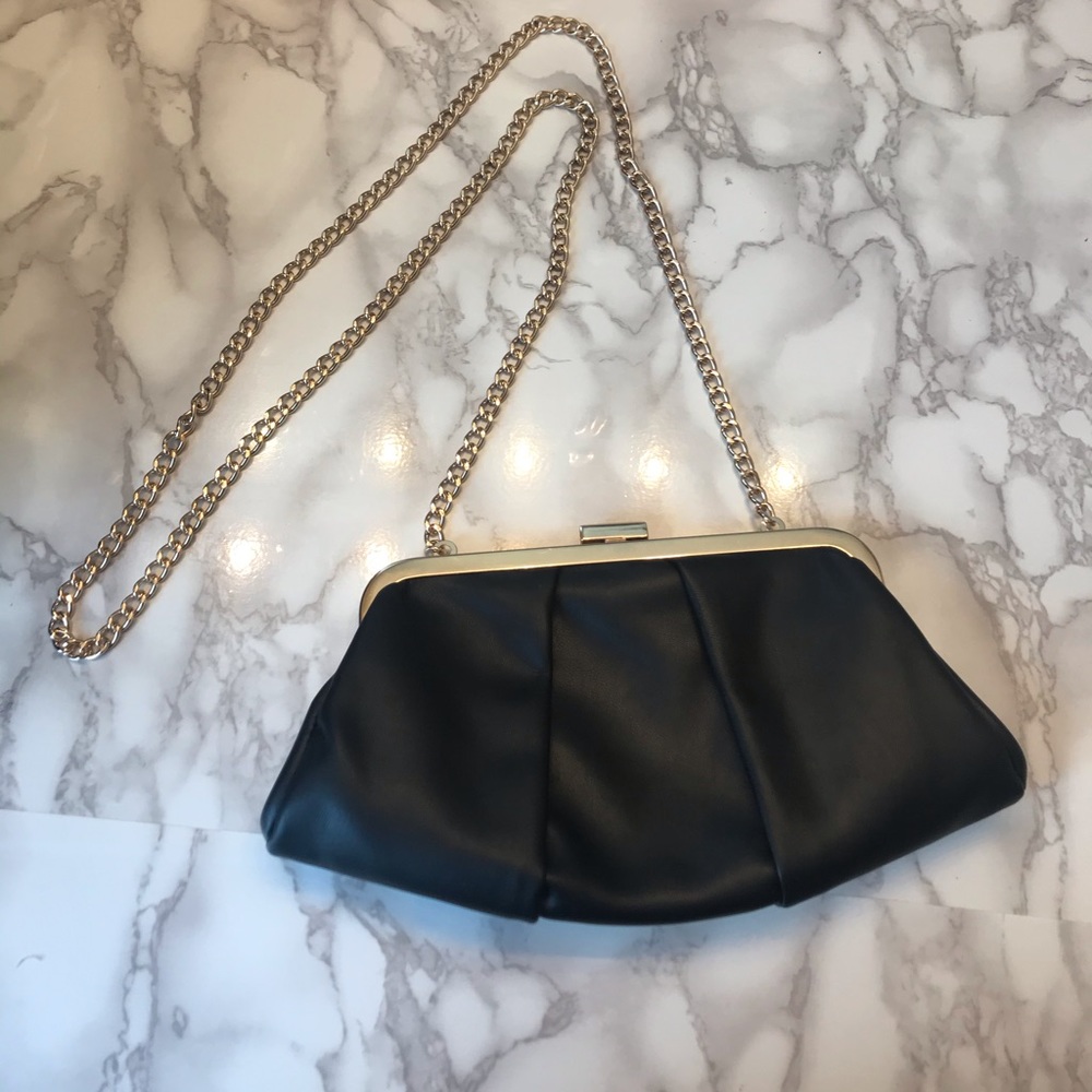 A New Day Black Clutch with Gold Chain Strap